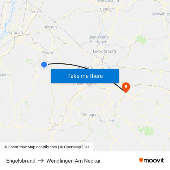 Engelsbrand to Wendlingen Am Neckar map