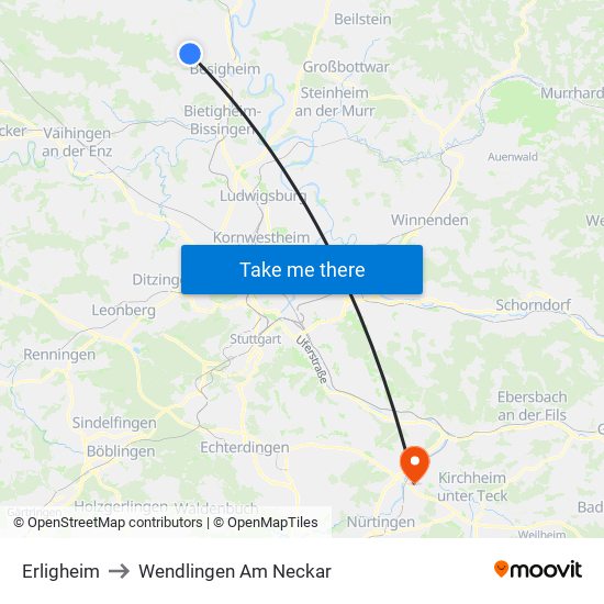 Erligheim to Wendlingen Am Neckar map