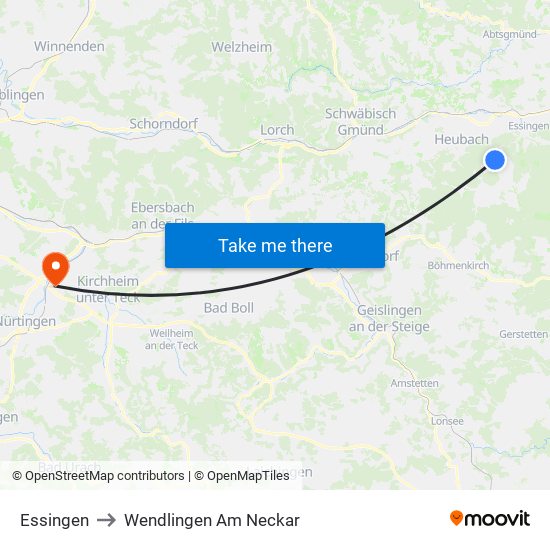 Essingen to Wendlingen Am Neckar map