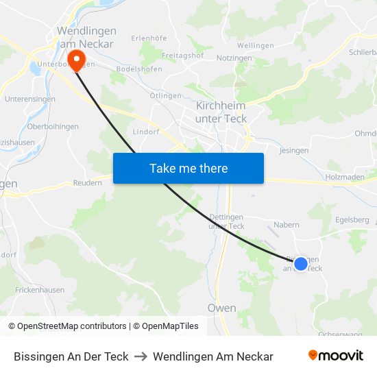Bissingen An Der Teck to Wendlingen Am Neckar map
