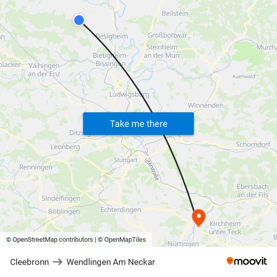 Cleebronn to Wendlingen Am Neckar map