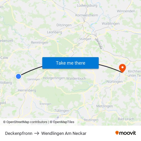 Deckenpfronn to Wendlingen Am Neckar map