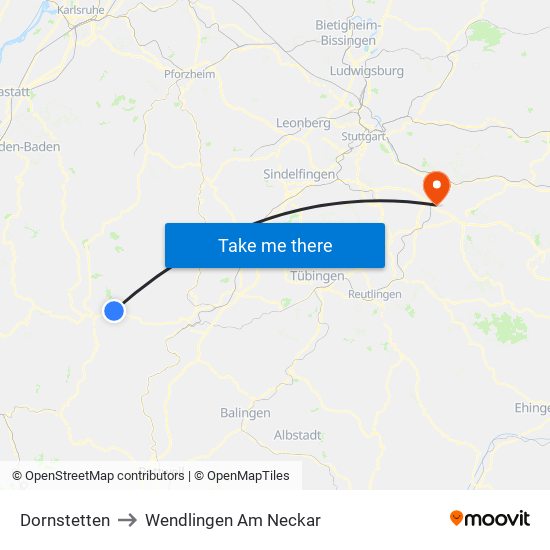 Dornstetten to Wendlingen Am Neckar map