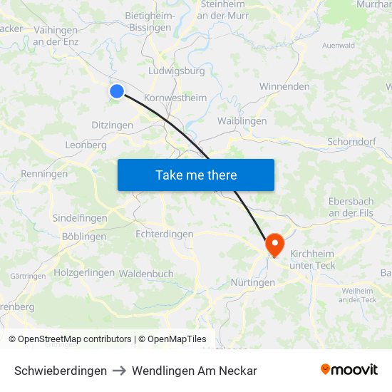 Schwieberdingen to Wendlingen Am Neckar map