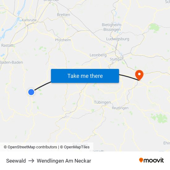 Seewald to Wendlingen Am Neckar map