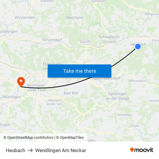 Heubach to Wendlingen Am Neckar map