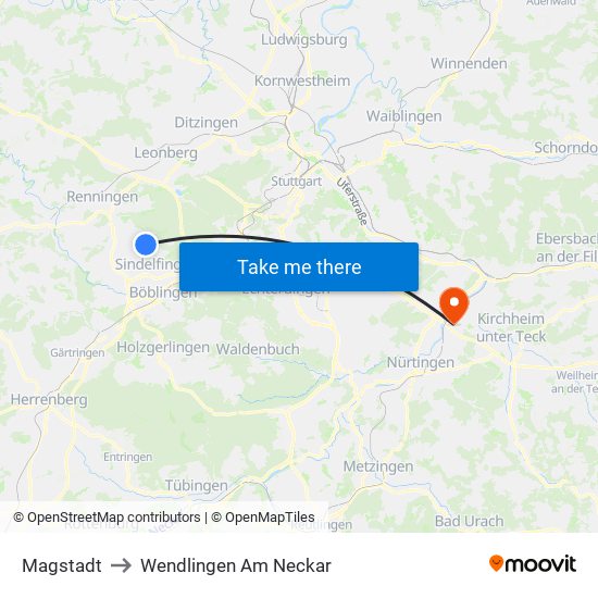 Magstadt to Wendlingen Am Neckar map