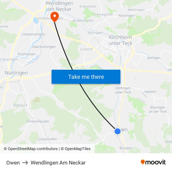 Owen to Wendlingen Am Neckar map
