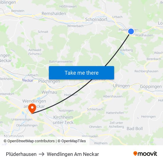 Plüderhausen to Wendlingen Am Neckar map