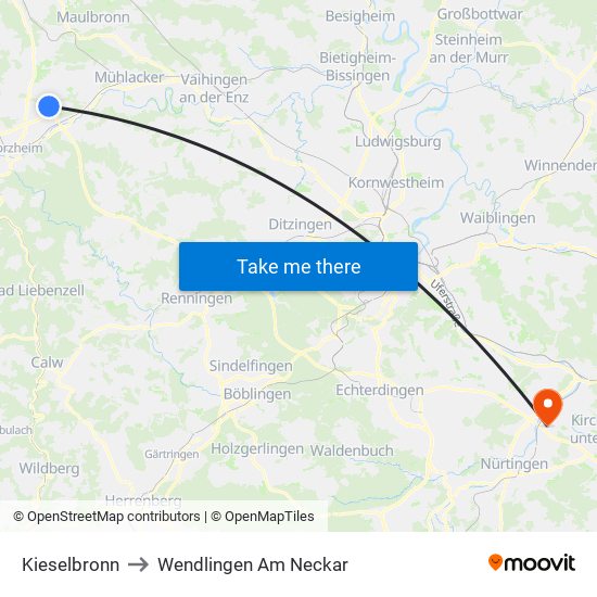 Kieselbronn to Wendlingen Am Neckar map