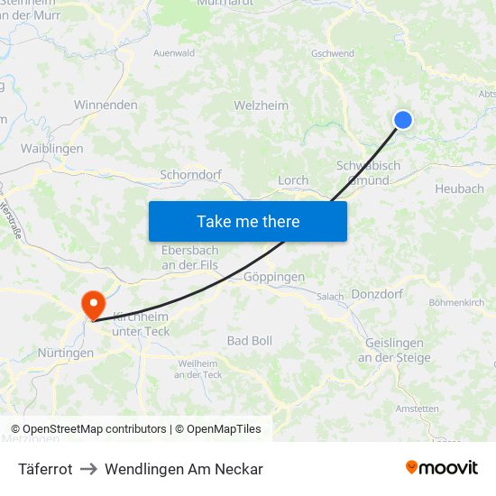 Täferrot to Wendlingen Am Neckar map
