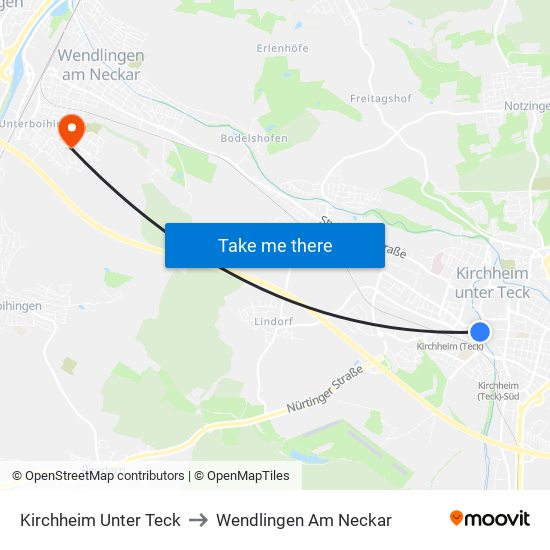 Kirchheim Unter Teck to Wendlingen Am Neckar map