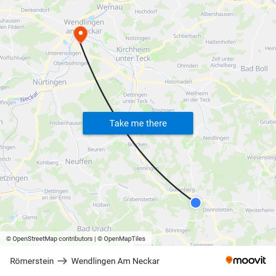 Römerstein to Wendlingen Am Neckar map