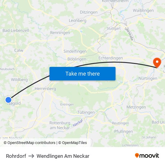 Rohrdorf to Wendlingen Am Neckar map