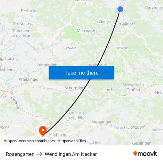 Rosengarten to Wendlingen Am Neckar map