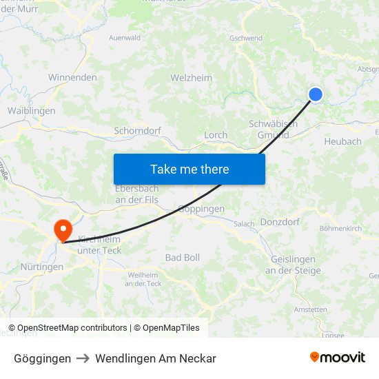Göggingen to Wendlingen Am Neckar map