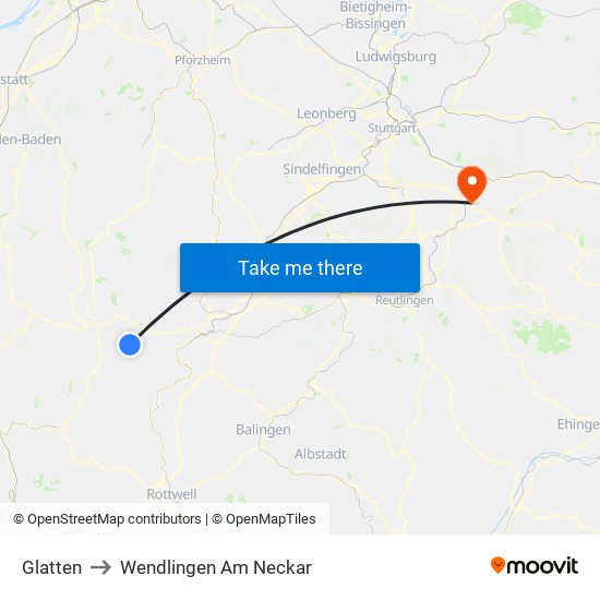 Glatten to Wendlingen Am Neckar map