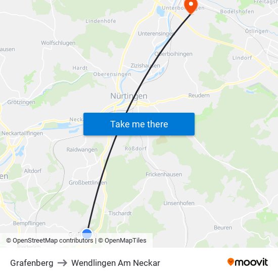 Grafenberg to Wendlingen Am Neckar map