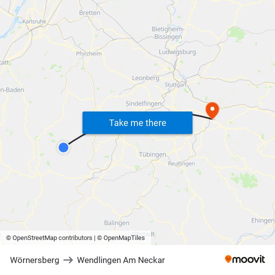 Wörnersberg to Wendlingen Am Neckar map