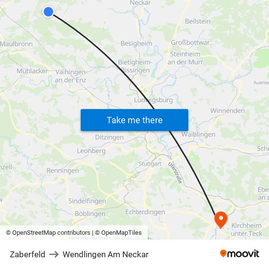 Zaberfeld to Wendlingen Am Neckar map