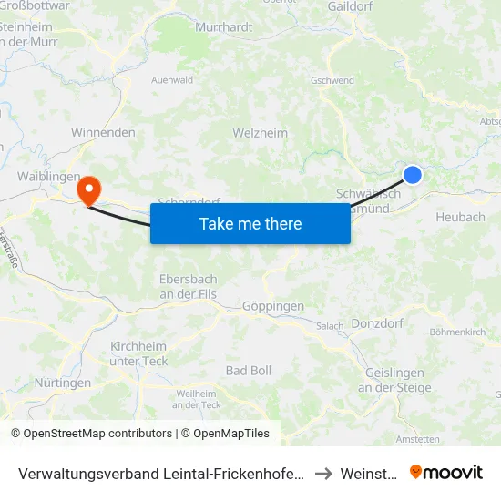 Verwaltungsverband Leintal-Frickenhofer Höhe to Weinstadt map