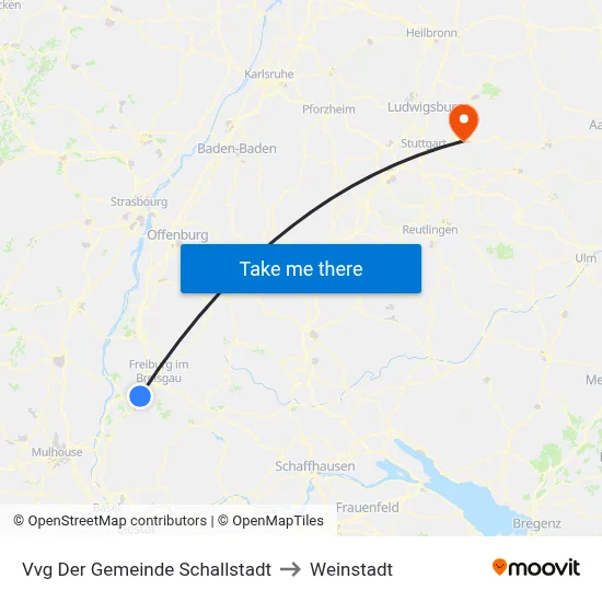 Vvg Der Gemeinde Schallstadt to Weinstadt map