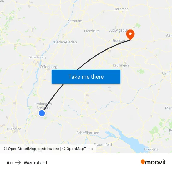 Au to Weinstadt map