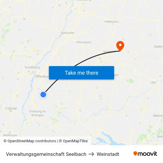 Verwaltungsgemeinschaft Seelbach to Weinstadt map