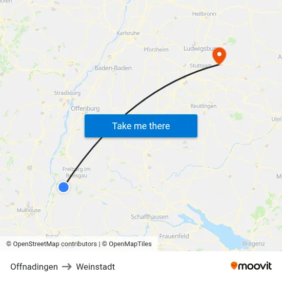 Offnadingen to Weinstadt map
