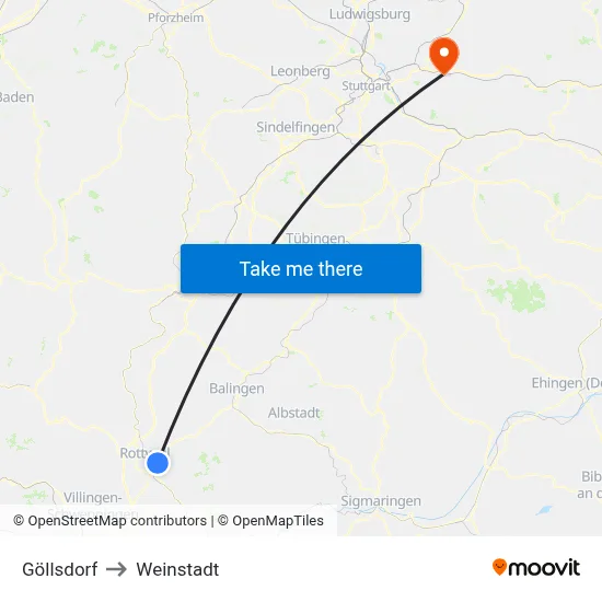 Göllsdorf to Weinstadt map