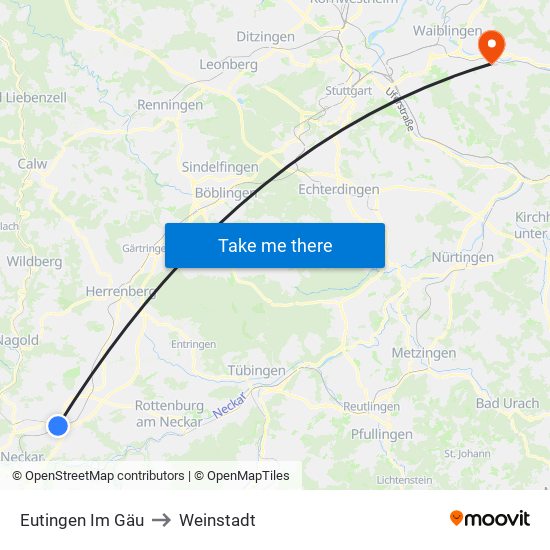 Eutingen Im Gäu to Weinstadt map