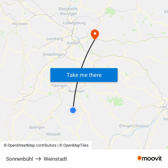 Sonnenbühl to Weinstadt map