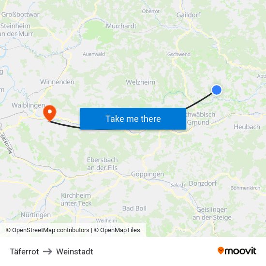 Täferrot to Weinstadt map