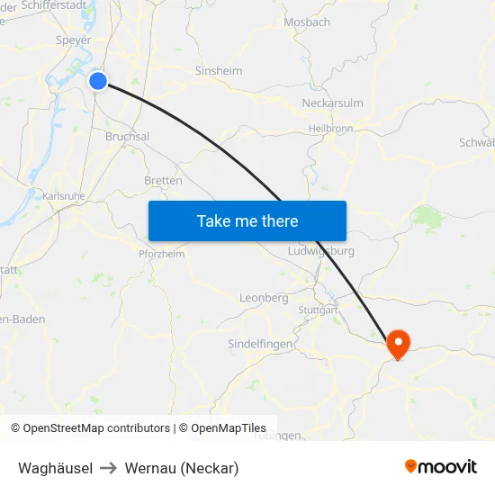 Waghäusel to Wernau (Neckar) map