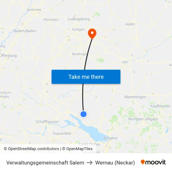 Verwaltungsgemeinschaft Salem to Wernau (Neckar) map
