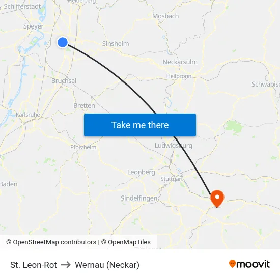 St. Leon-Rot to Wernau (Neckar) map
