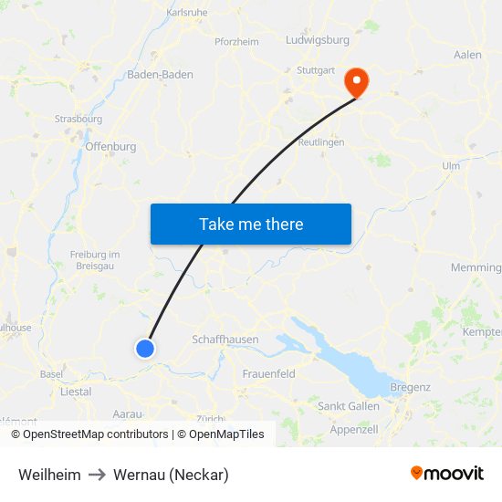 Weilheim to Wernau (Neckar) map