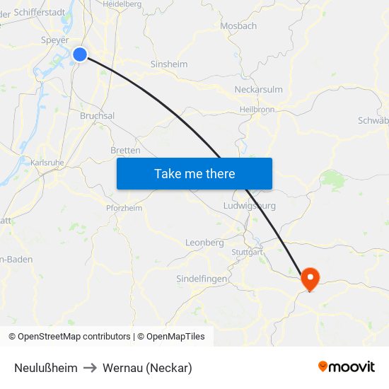Neulußheim to Wernau (Neckar) map