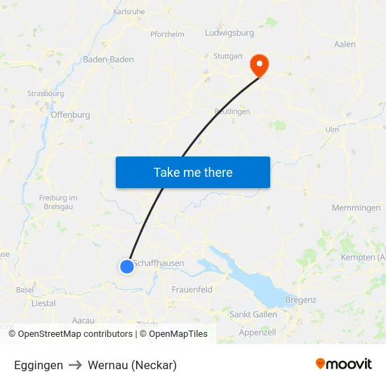 Eggingen to Wernau (Neckar) map