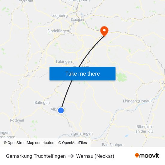 Gemarkung Truchtelfingen to Wernau (Neckar) map