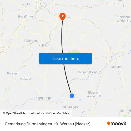 Gemarkung Dürmentingen to Wernau (Neckar) map