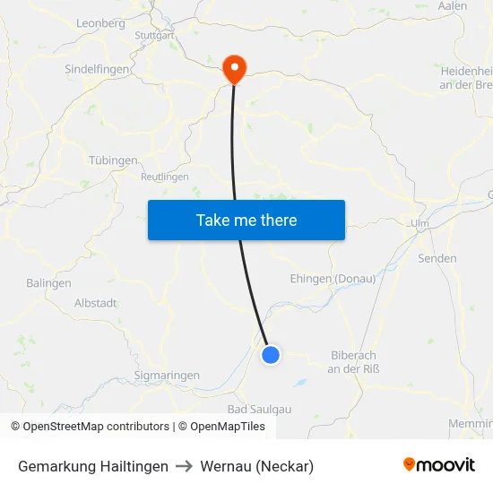Gemarkung Hailtingen to Wernau (Neckar) map