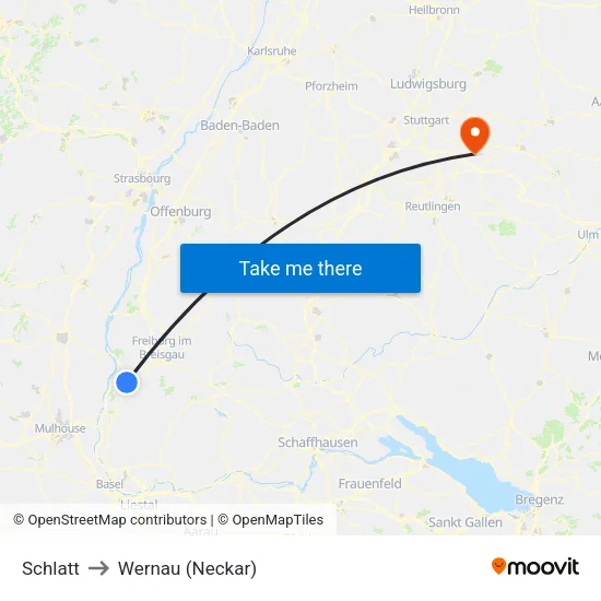 Schlatt to Wernau (Neckar) map