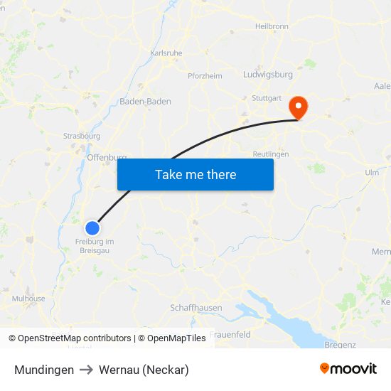 Mundingen to Wernau (Neckar) map