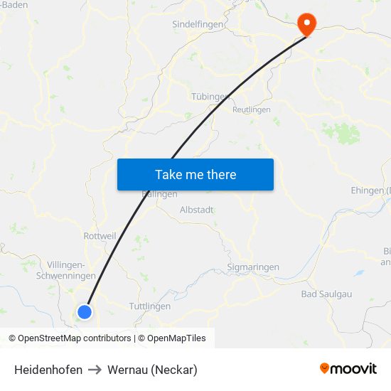 Heidenhofen to Wernau (Neckar) map