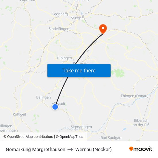 Gemarkung Margrethausen to Wernau (Neckar) map