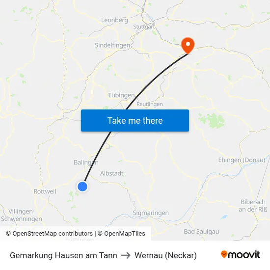 Gemarkung Hausen am Tann to Wernau (Neckar) map