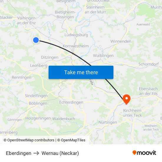 Eberdingen to Wernau (Neckar) map