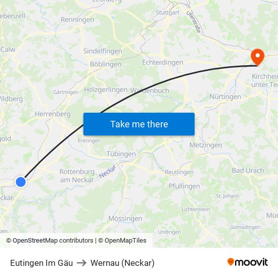 Eutingen Im Gäu to Wernau (Neckar) map
