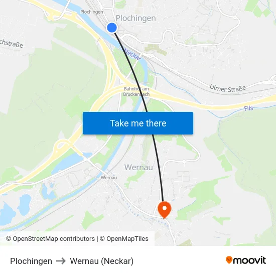 Plochingen to Wernau (Neckar) map